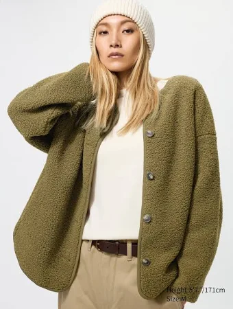 Uniqlo Pile Lined Fleece Relaxed Cardigan