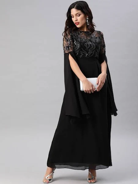 Athena Embellished Slit Sleeves Maxi Dress