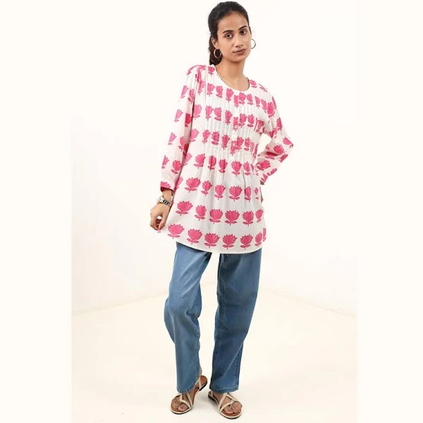 Intune Women's Printed Rayon- Round-Neck Fusion-Wear- Kurta